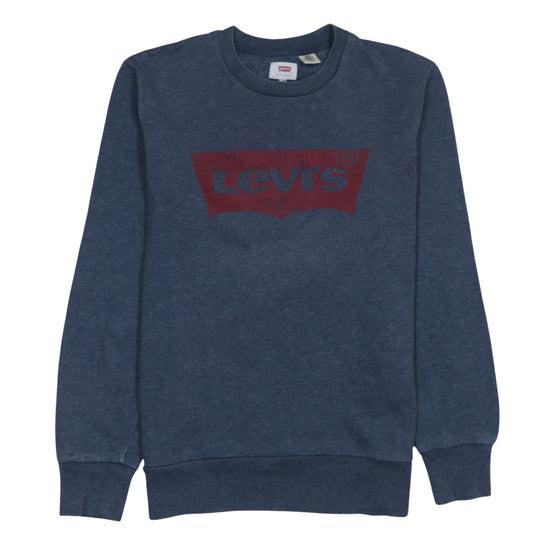 Levi's Men's Blue Crew Neck Logo Pullover Sweatshirt Size S