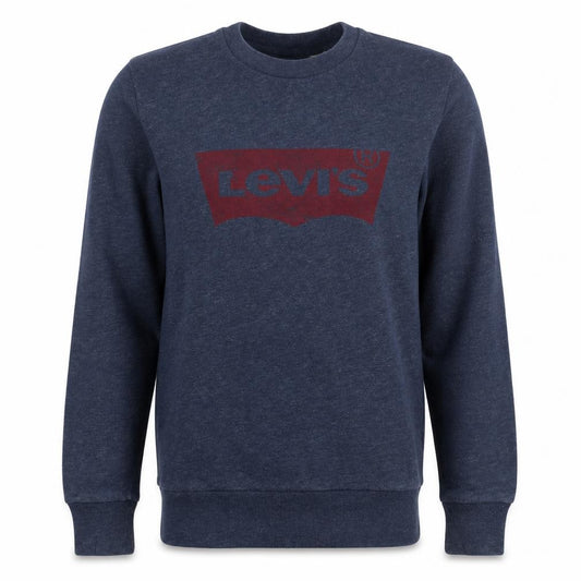 Front view of Levi's Men's Blue Crew Neck Logo Pullover Sweatshirt, size S