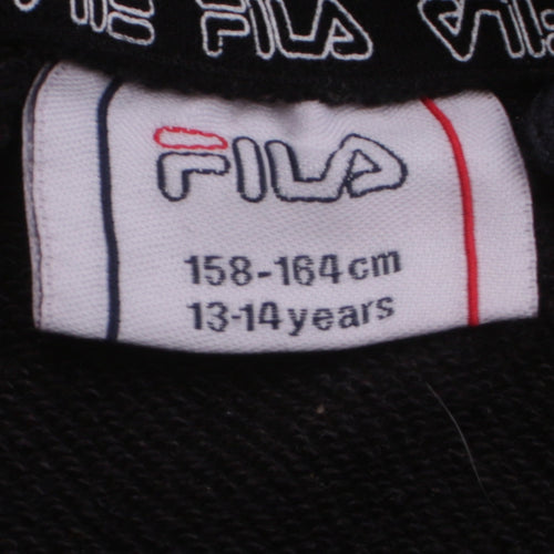 Fila Boys Black Hoodie 13-14 Years Pullover Logo Cotton Blend