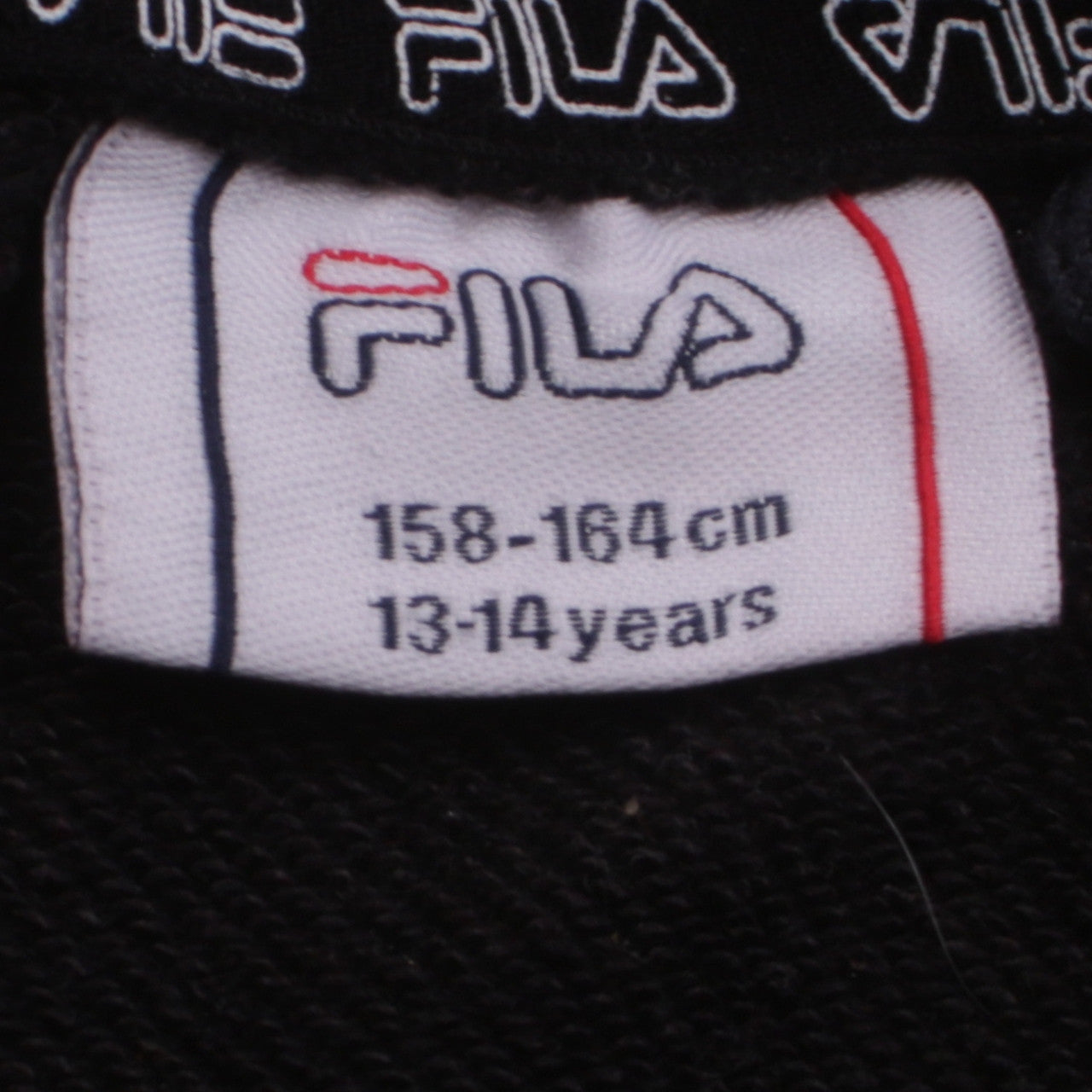Fila Boys Black Hoodie 13-14 Years Pullover Logo Cotton Blend