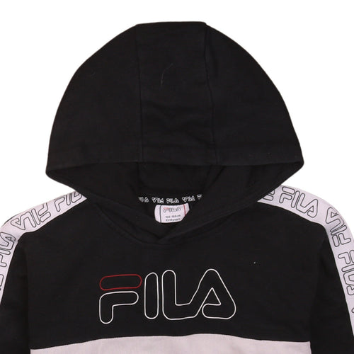Fila Boys Black Hoodie 13-14 Years Pullover Logo Cotton Blend
