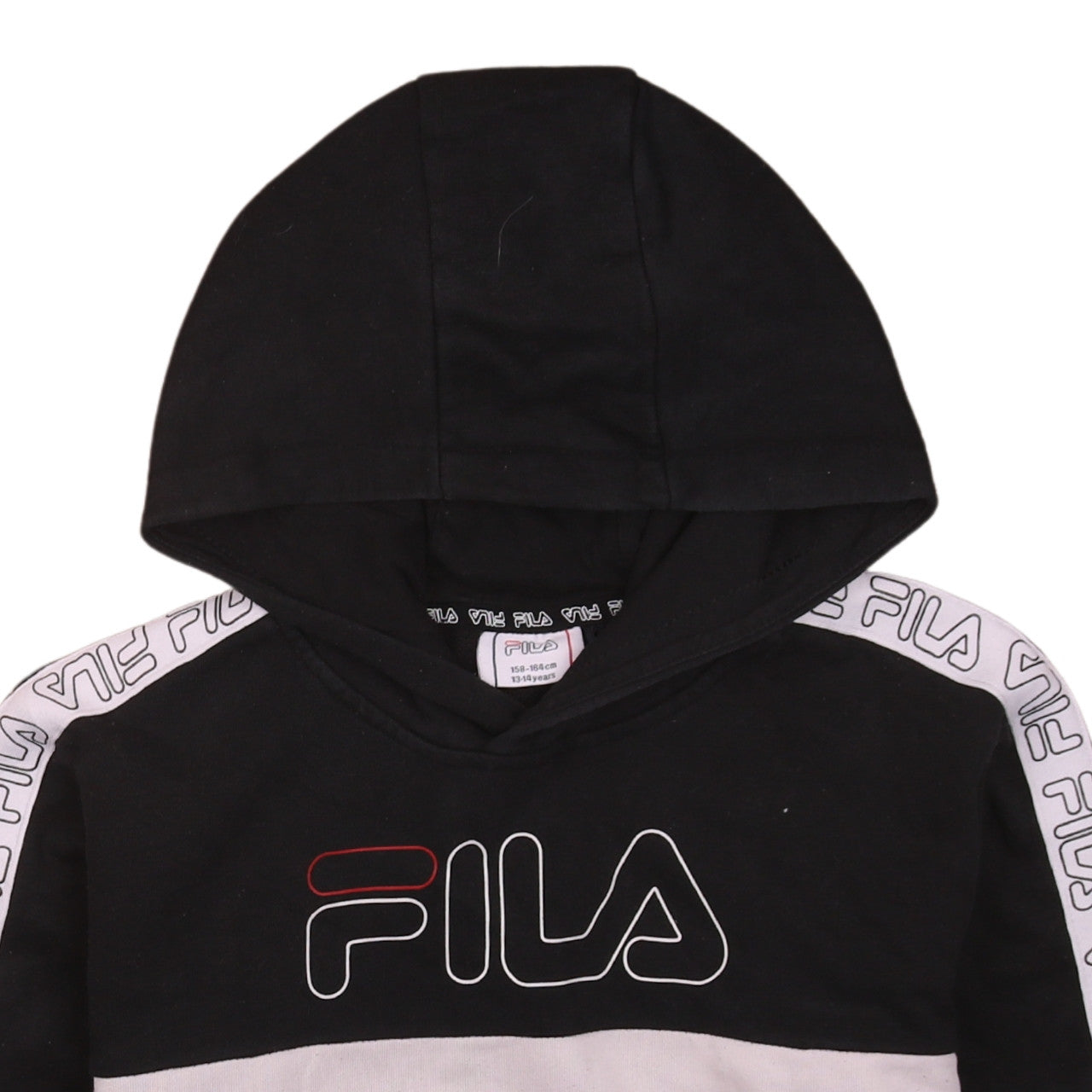 Fila Boys Black Hoodie 13-14 Years Pullover Logo Cotton Blend