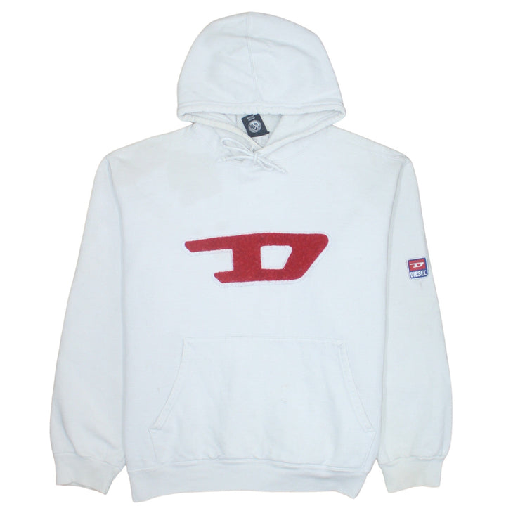 Diesel Womens White Pullover Hoodie XXL Cotton Blend Logo Design