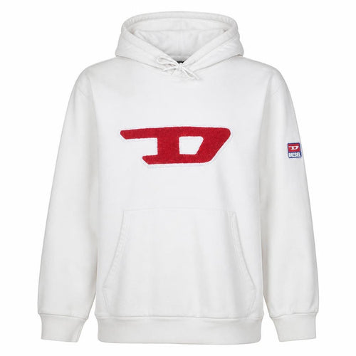 Diesel Womens White Pullover Hoodie XXL Cotton Blend Logo Design