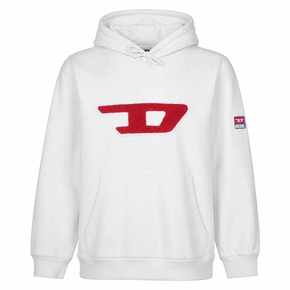 Diesel Womens White Pullover Hoodie XXL Cotton Blend Logo Design