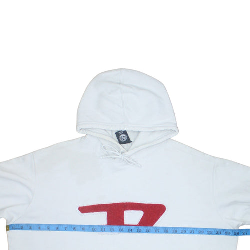 Diesel Womens White Pullover Hoodie XXL Cotton Blend Logo Design