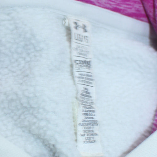 Under Armour Women's White Hoodie Large Pullover Fleece Logo Sweatshirt