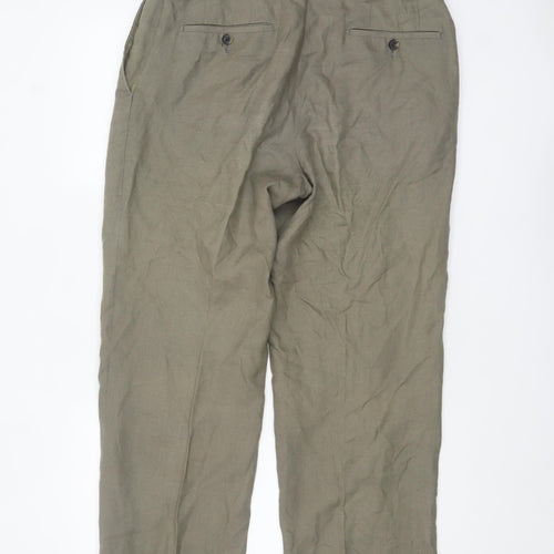 Hugo Boss Men's Beige Linen Chino Trousers Size 32 Regular