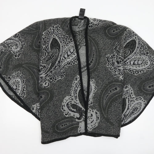 Oasis Women Grey Paisley Knit Cape One Size Acrylic Jumper