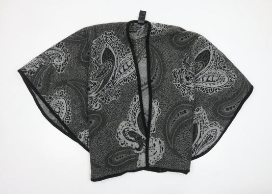 Oasis Women Grey Paisley Knit Cape One Size Acrylic Jumper