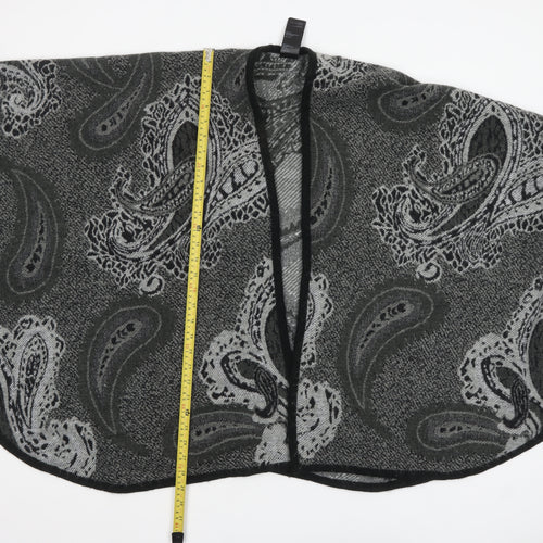 Oasis Women Grey Paisley Knit Cape One Size Acrylic Jumper