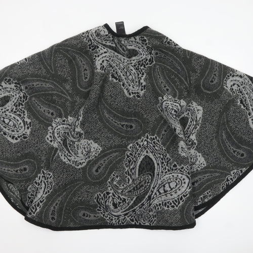 Oasis Women Grey Paisley Knit Cape One Size Acrylic Jumper