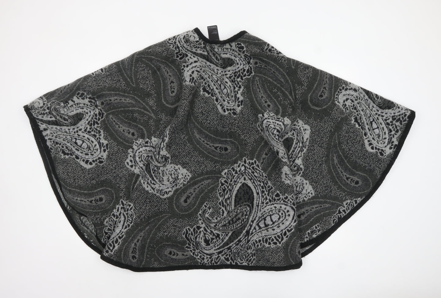 Oasis Women Grey Paisley Knit Cape One Size Acrylic Jumper
