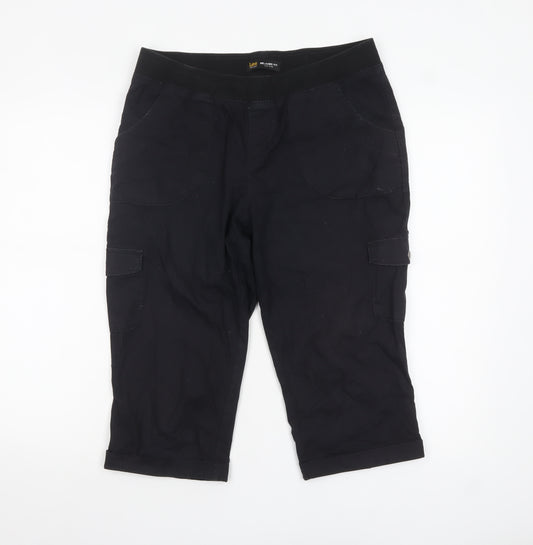 Lee Womens Black Size 8 Petite Relaxed Fit Cargo Shorts