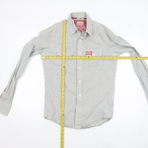 Superdry Men's White Check Cotton Button-Up Shirt Small