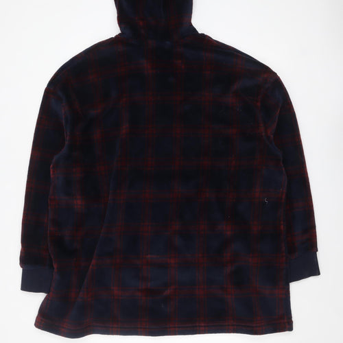 Marks and Spencer Men's Blue Check Fleece Hooded Nightshirt S