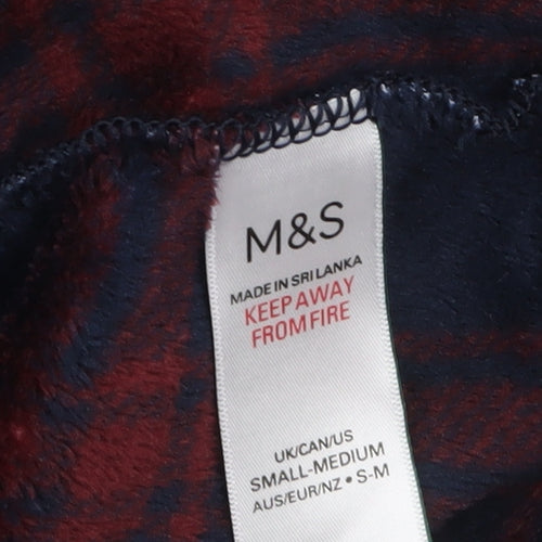 Marks and Spencer Men's Blue Check Fleece Hooded Nightshirt S