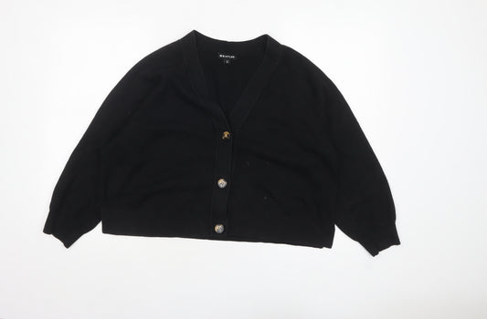 Whistles Women's Black M V-Neck Relaxed Fit Cotton Cardigan