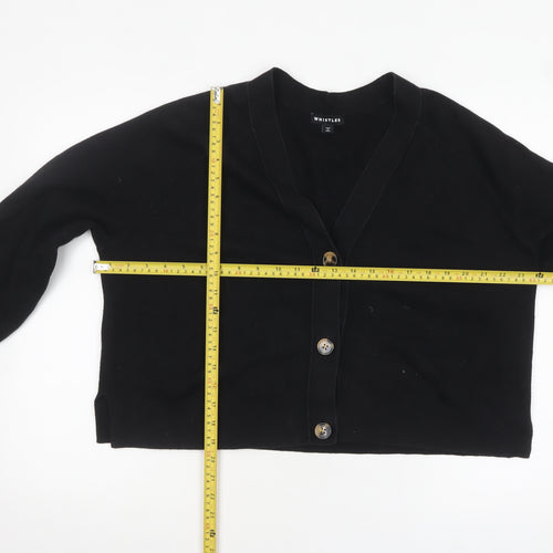 Whistles Women's Black M V-Neck Relaxed Fit Cotton Cardigan