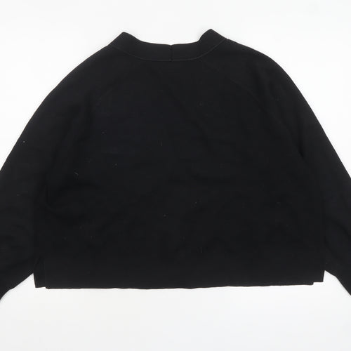 Whistles Women's Black M V-Neck Relaxed Fit Cotton Cardigan