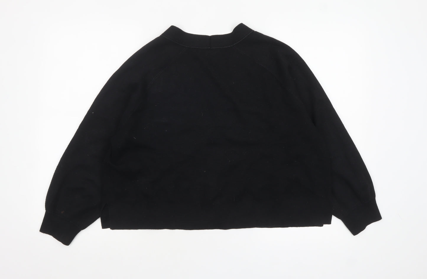 Whistles Women's Black M V-Neck Relaxed Fit Cotton Cardigan