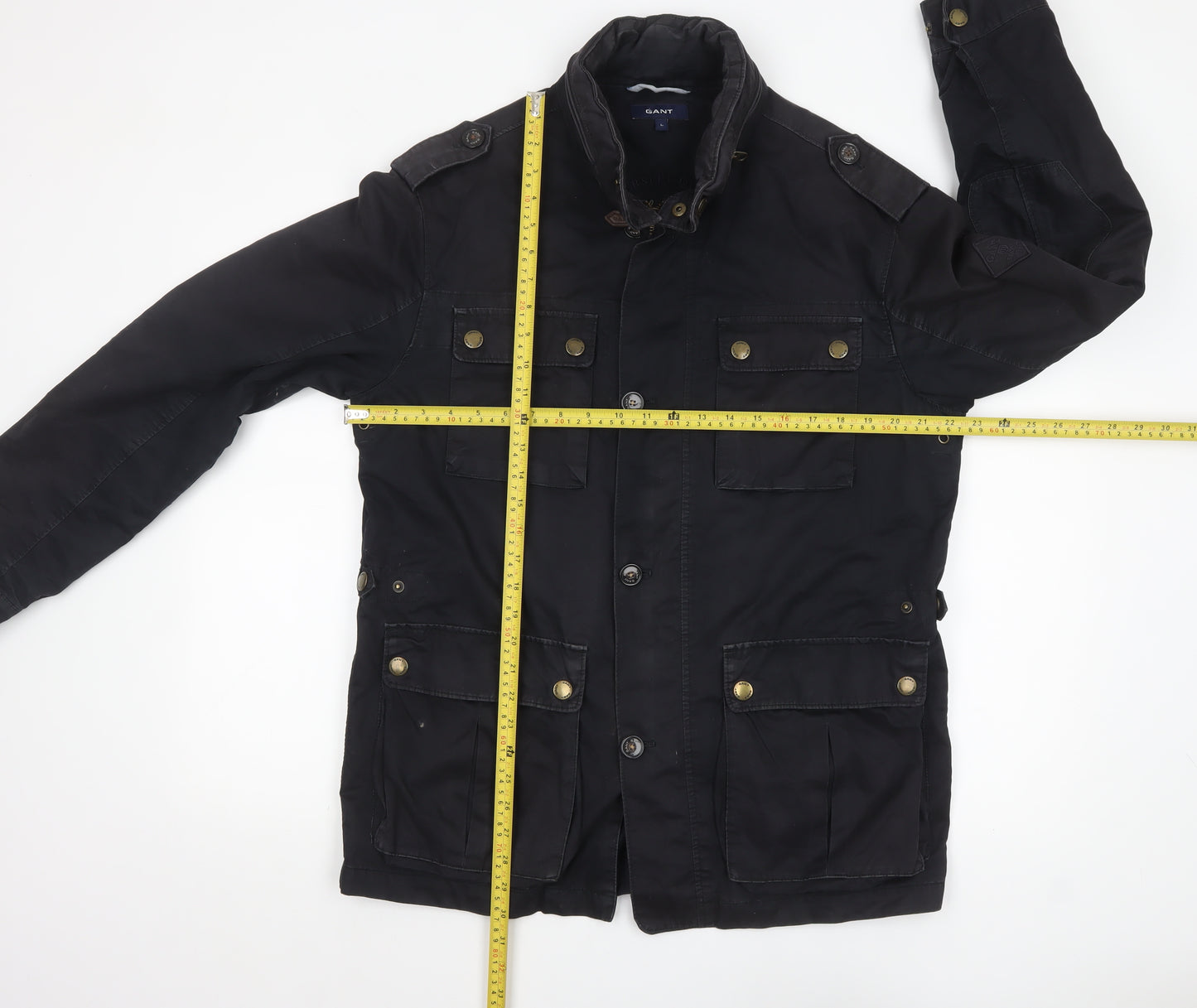 GANT Men's Black Cotton Blend Military Jacket L