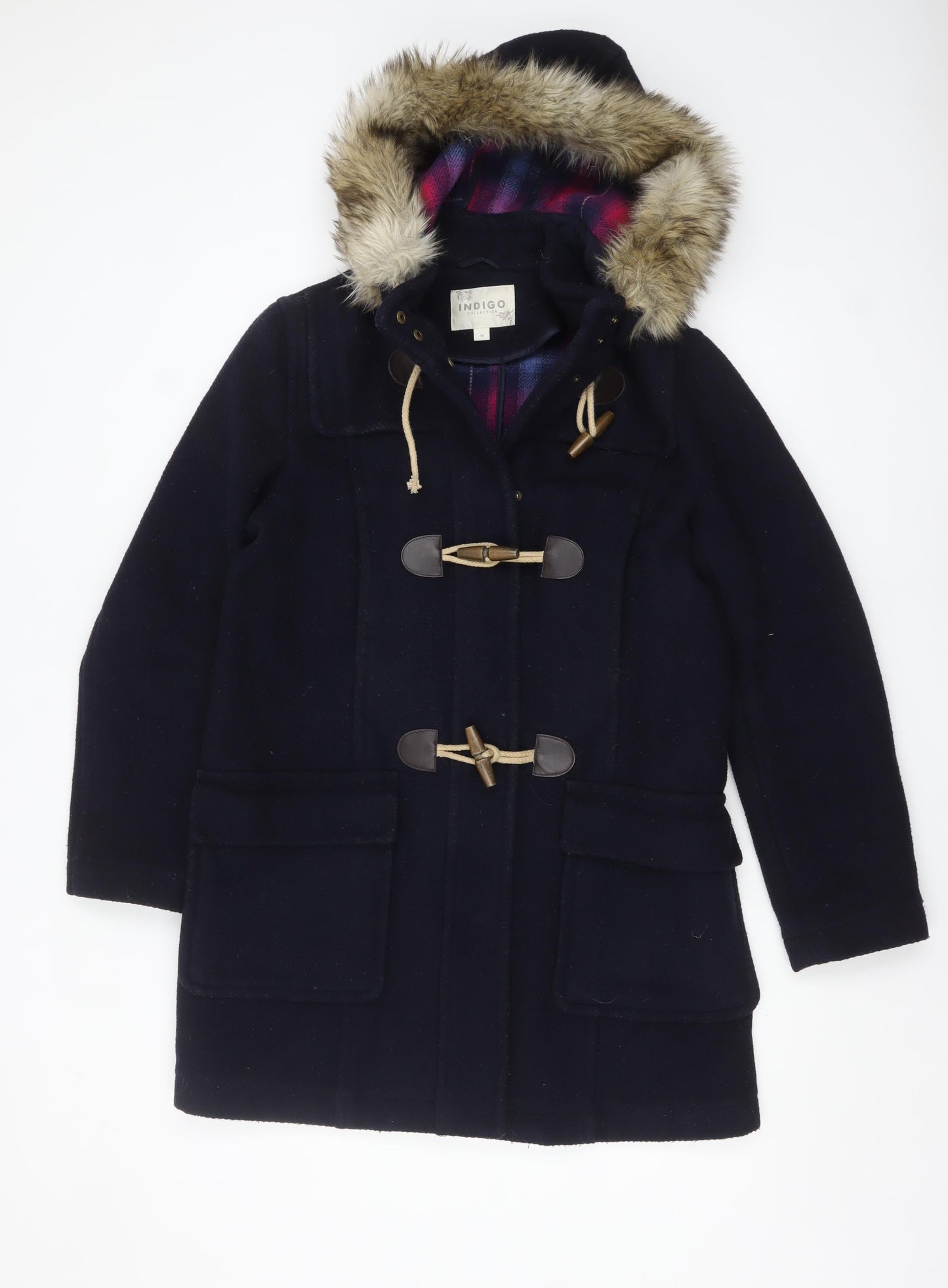 Marks and Spencer Indigo Women’s Blue Wool Blend Duffle Coat Size 12