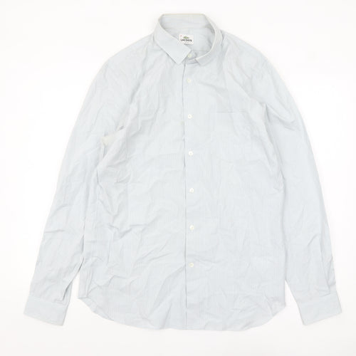 Lacoste Men's Blue Slim Fit Long Sleeve Striped Dress Shirt Size 41