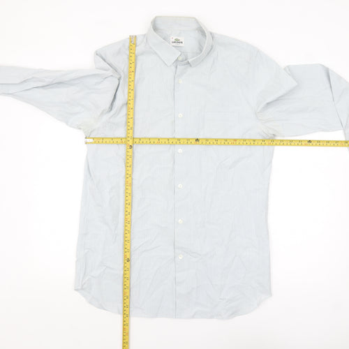 Lacoste Men's Blue Slim Fit Long Sleeve Striped Dress Shirt Size 41