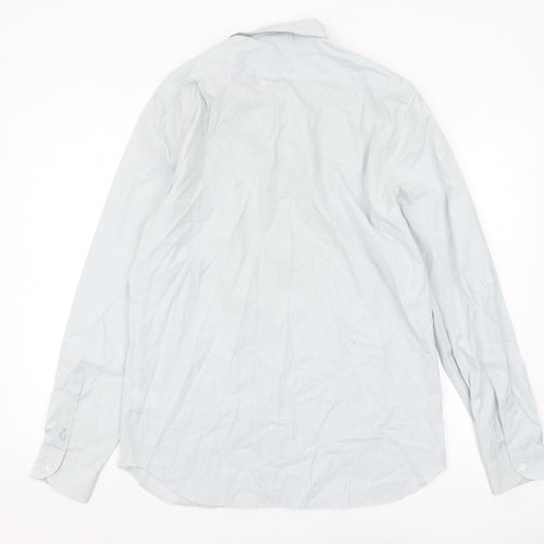 Lacoste Men's Blue Slim Fit Long Sleeve Striped Dress Shirt Size 41