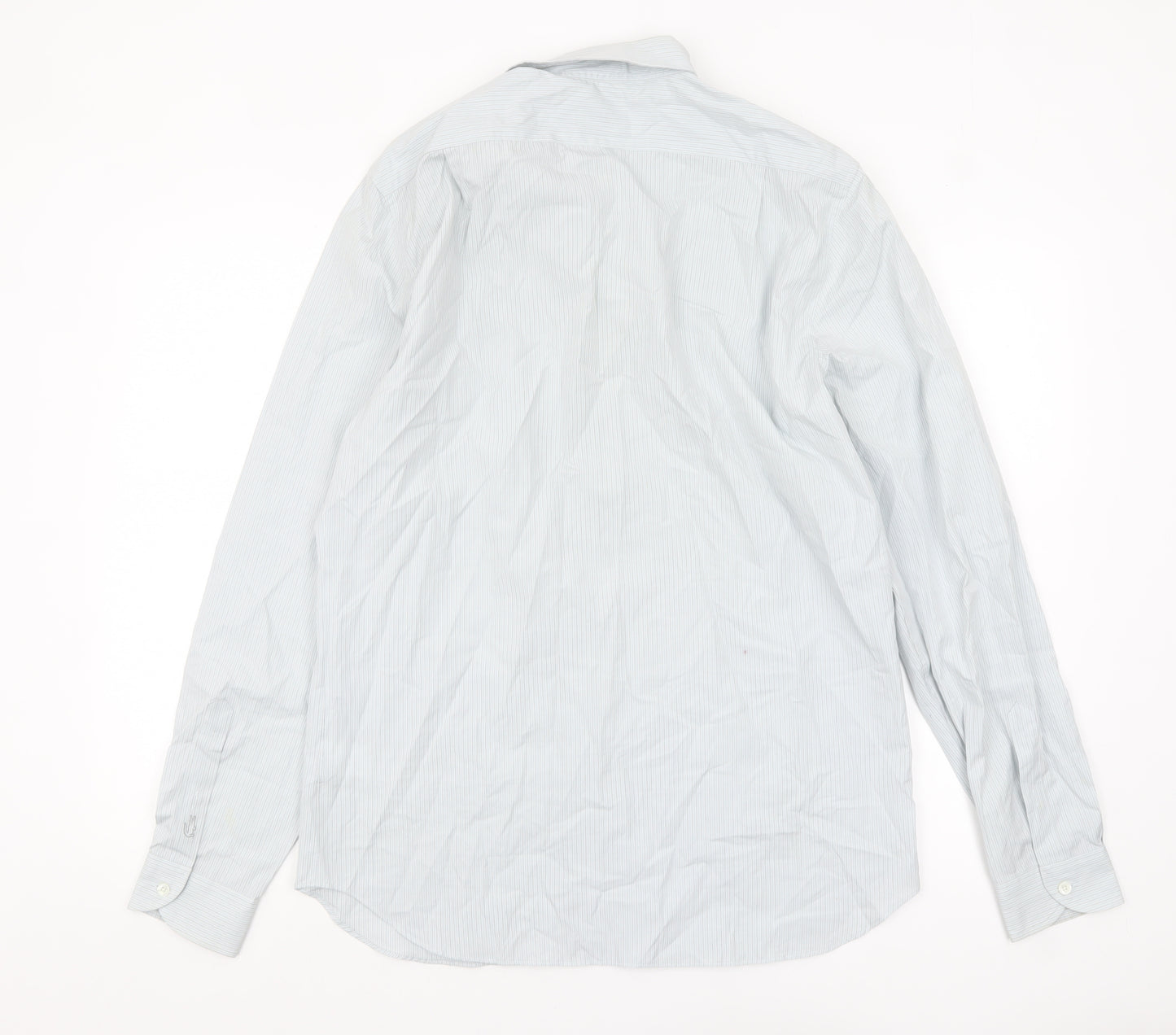 Lacoste Men's Blue Slim Fit Long Sleeve Striped Dress Shirt Size 41