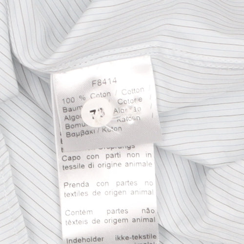 Lacoste Men's Blue Slim Fit Long Sleeve Striped Dress Shirt Size 41