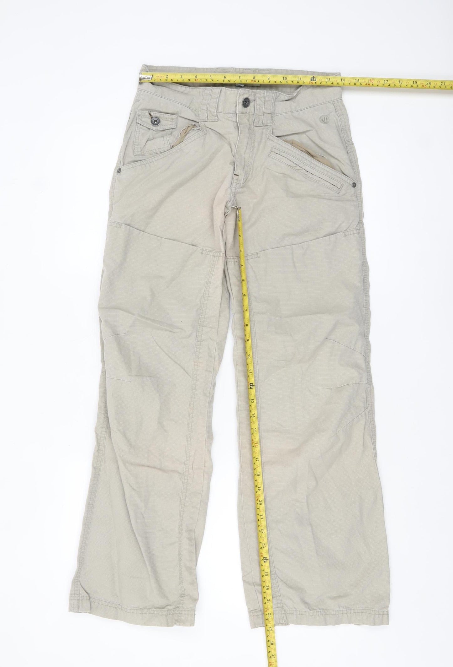 Fa Face Girls Beige Cargo Trousers 13 Years 100% Cotton Casual Pants