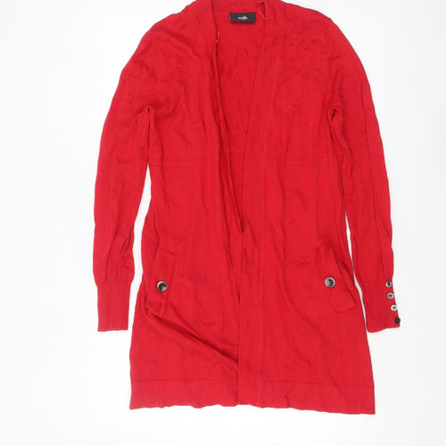 Wallis Womens Red Long Sleeve Knit Cardigan Size S