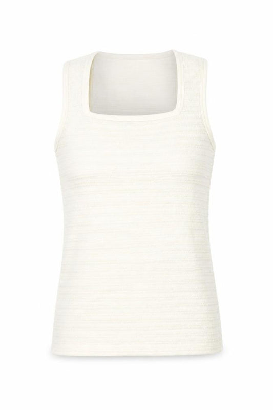 Front view of ASOS DESIGN Women's Ivory Ribbed Tank Top M Knit Cotton Blend