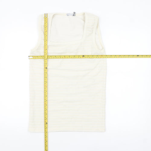 ASOS DESIGN Women's Ivory Ribbed Tank Top M Knit Cotton Blend