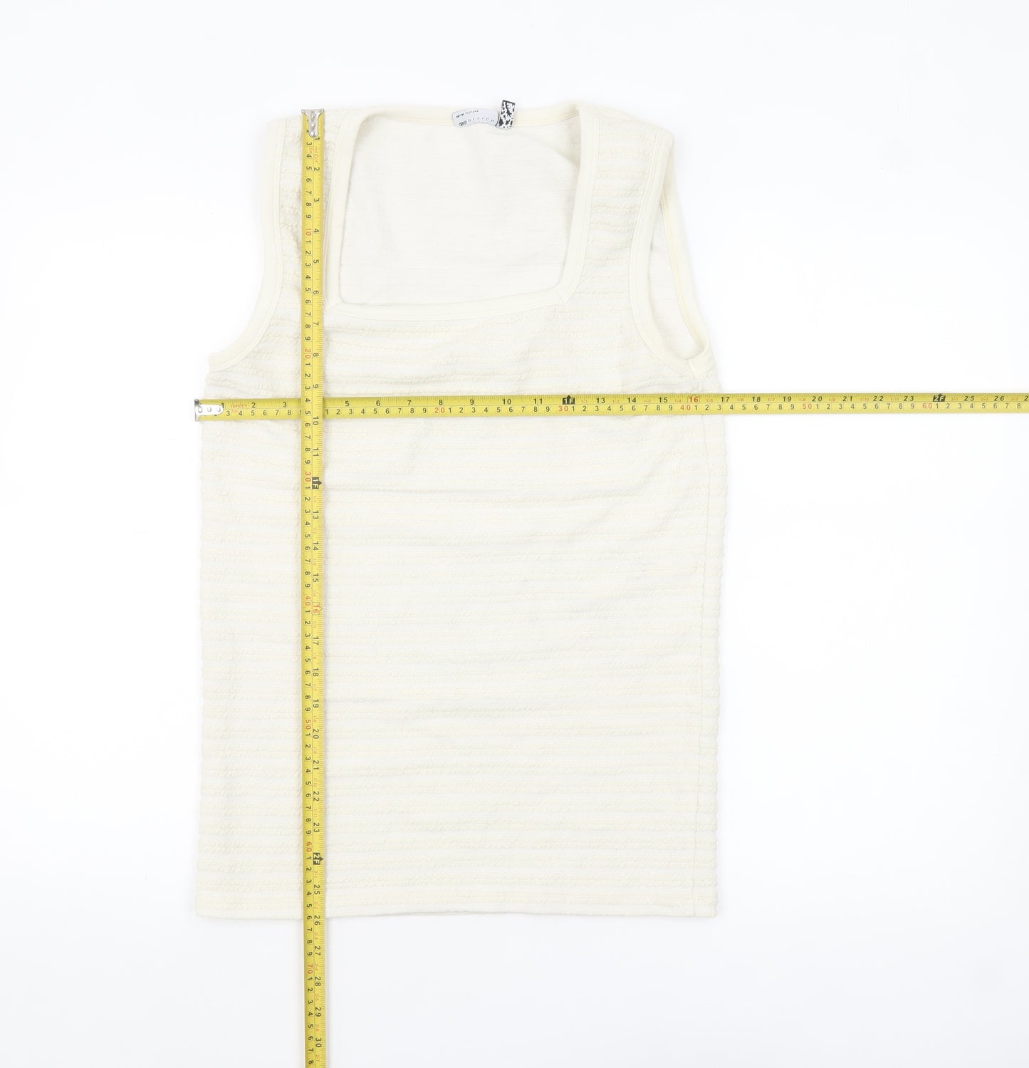ASOS DESIGN Women's Ivory Ribbed Tank Top M Knit Cotton Blend