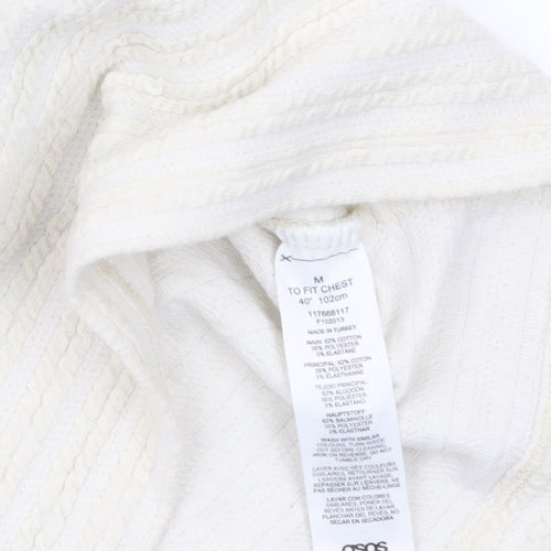 ASOS DESIGN Women's Ivory Ribbed Tank Top M Knit Cotton Blend