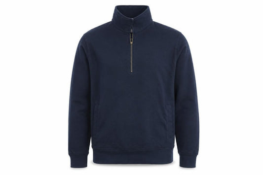 Front view of White Stuff Men's Blue 1/2 Zip Cotton Sweatshirt Medium