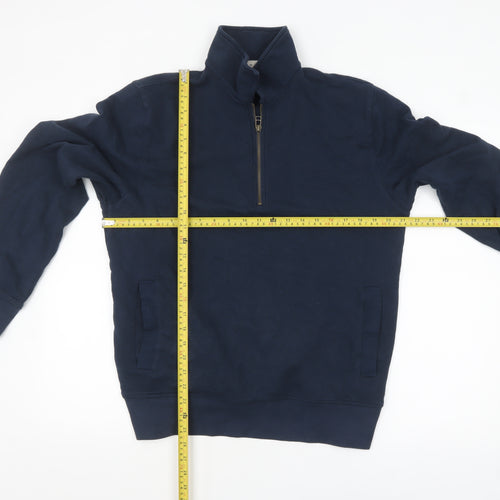 White Stuff Men's Blue 1/2 Zip Cotton Sweatshirt Medium
