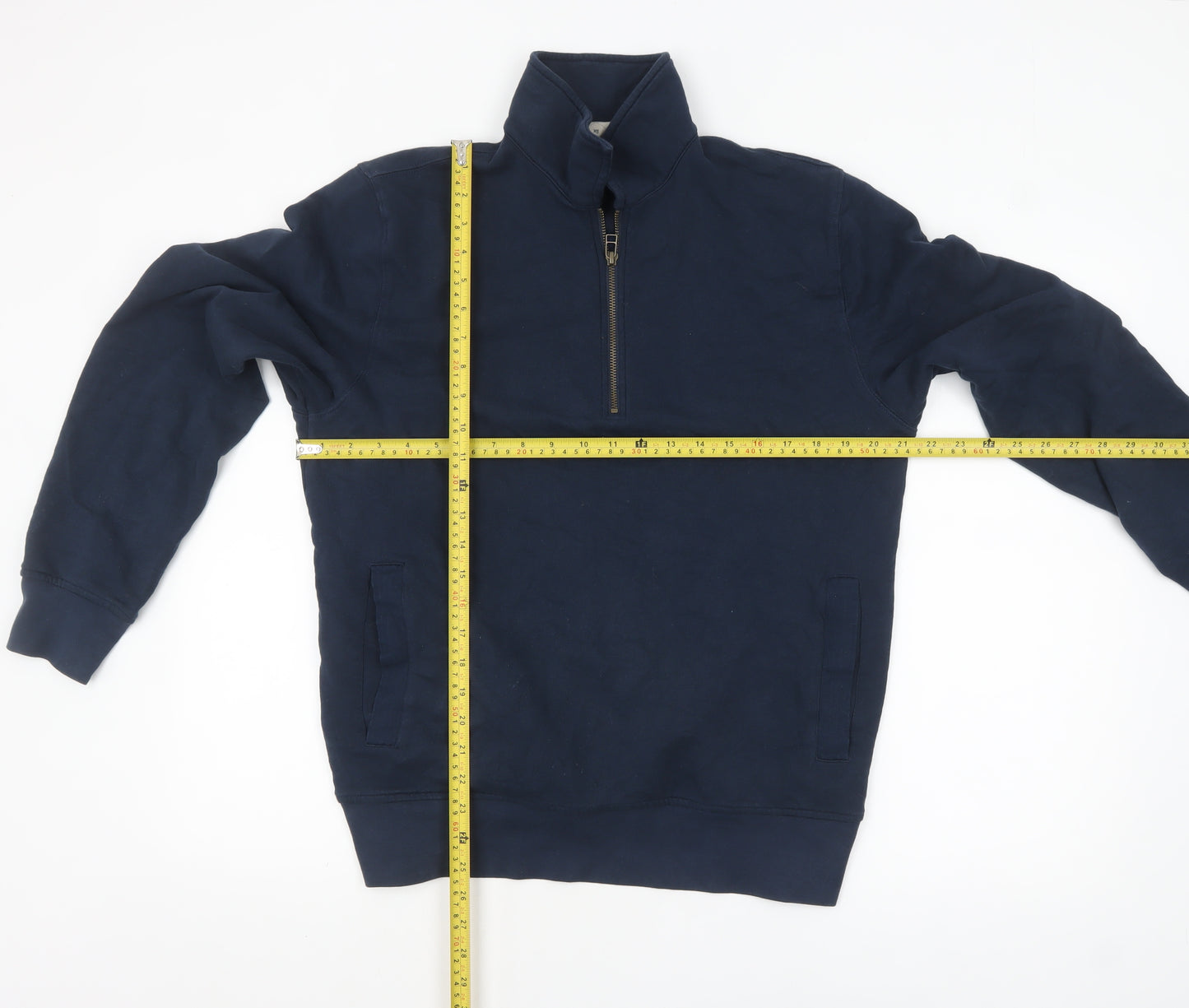 White Stuff Men's Blue 1/2 Zip Cotton Sweatshirt Medium