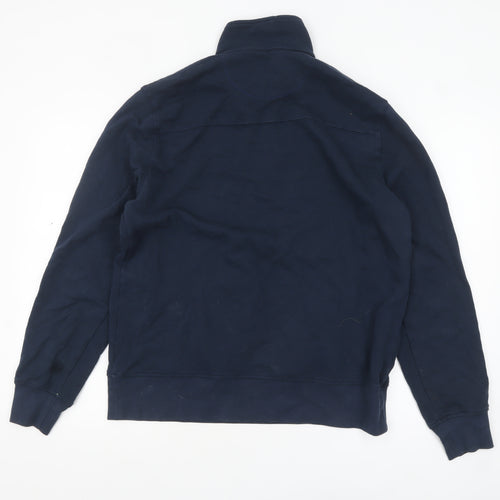 White Stuff Men's Blue 1/2 Zip Cotton Sweatshirt Medium