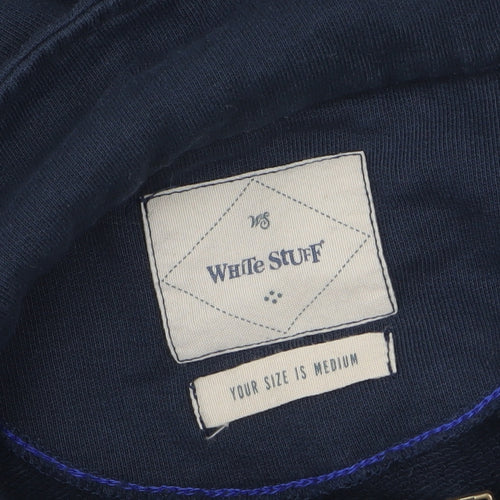 White Stuff Men's Blue 1/2 Zip Cotton Sweatshirt Medium