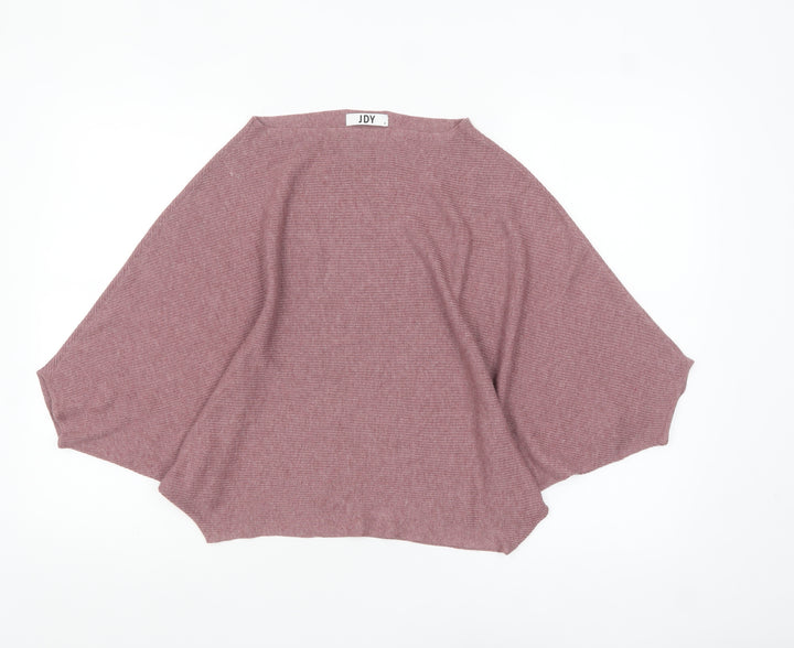 JDY Women's Pink Batwing Knit Cape Jumper Size S
