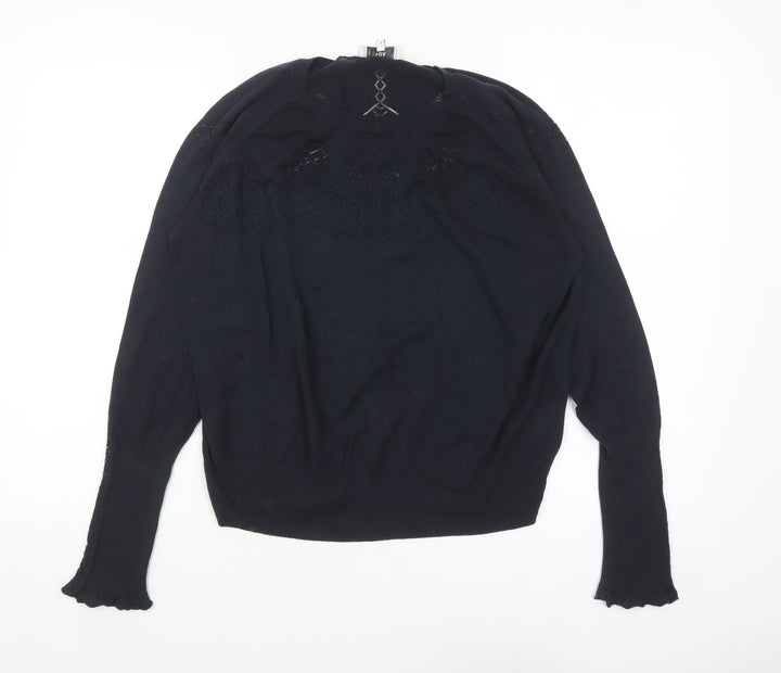 Noa Noa Women's Black Cotton Knit Long Sleeve Pullover Jumper L