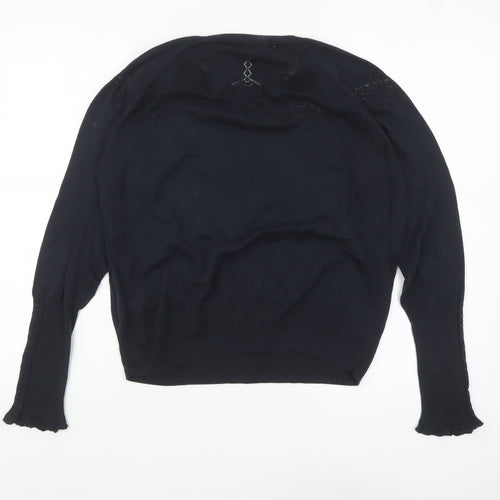 Noa Noa Women's Black Cotton Knit Long Sleeve Pullover Jumper L