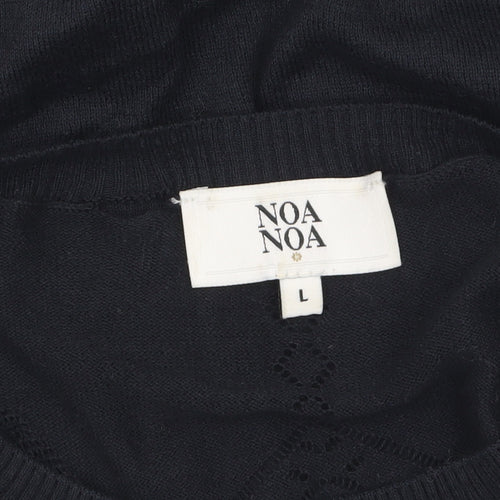 Noa Noa Women's Black Cotton Knit Long Sleeve Pullover Jumper L
