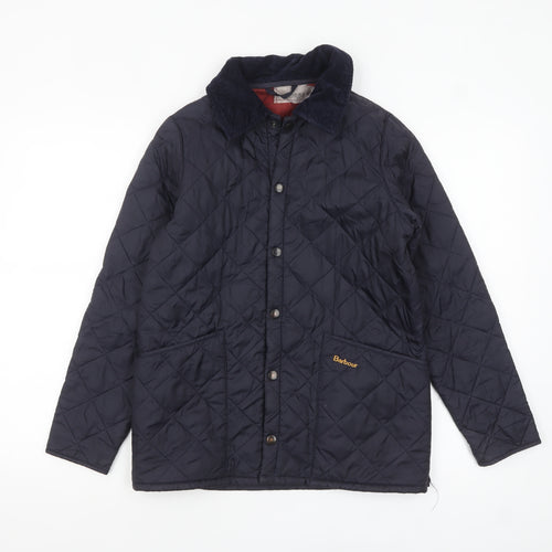 Barbour Boys Blue Quilted Jacket Lined Mid-Length 10-11 Years