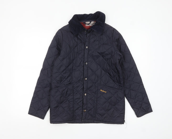 Barbour Boys Blue Quilted Jacket Lined Mid-Length 10-11 Years
