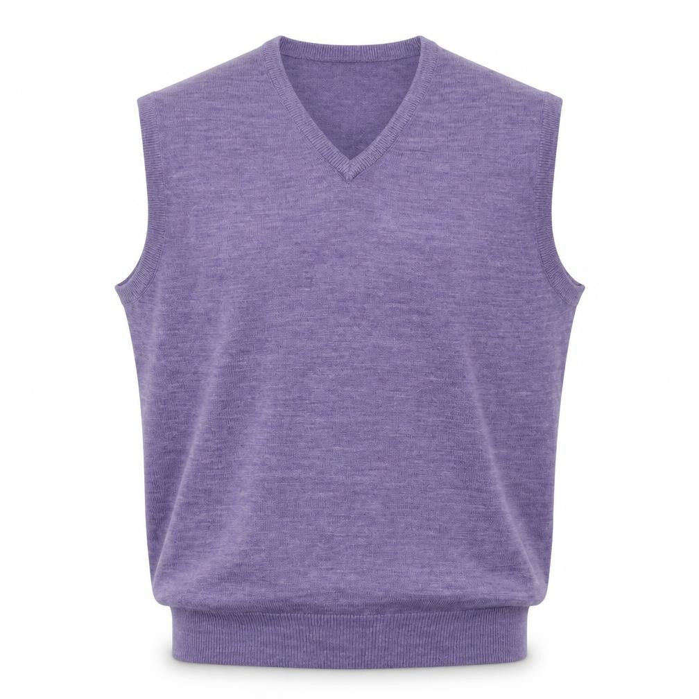 Front view of Bar Harbour Men’s Purple Wool Blend V-Neck Sleeveless Vest M